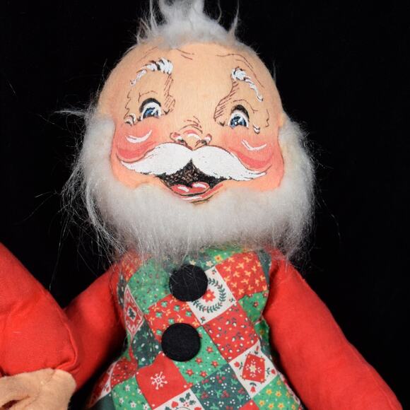 Vtg Annalee Mr & Mrs Santa Claus Calico Christmas Holiday Collectible 1963/1971 - Picture 4 of 16